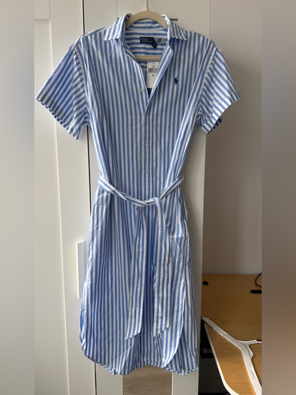 Polo Ralph Lauren Belted Striped Cotton Shirtdress